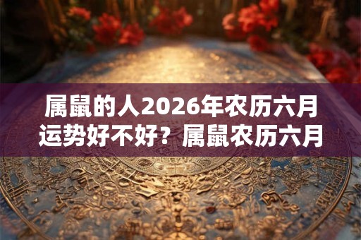 属鼠的人2026年农历六月运势好不好？属鼠农历六月出生好吗？