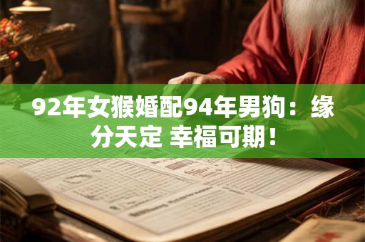 92年女猴婚配94年男狗：缘分天定 幸福可期！