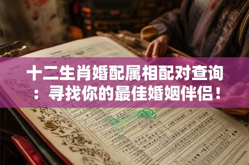 十二生肖婚配属相配对查询：寻找你的最佳婚姻伴侣！