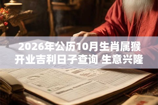 2026年公历10月生肖属猴开业吉利日子查询 生意兴隆的开业日子