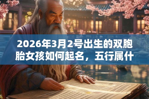 2026年3月2号出生的双胞胎女孩如何起名，五行属什么？