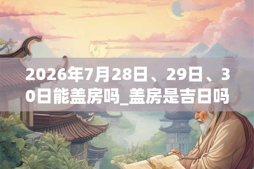 2026年7月28日、29日、30日能盖房吗_盖房是吉日吗