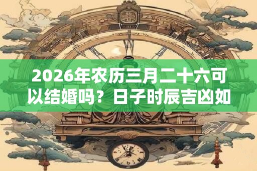 2026年农历三月二十六可以结婚吗？日子时辰吉凶如何？