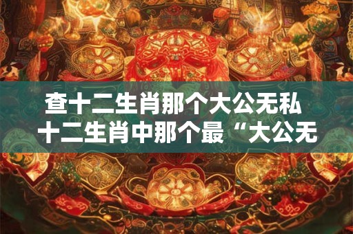 查十二生肖那个大公无私 十二生肖中那个最“大公无私”