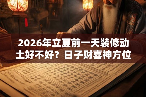 2026年立夏前一天装修动土好不好？日子财喜神方位？