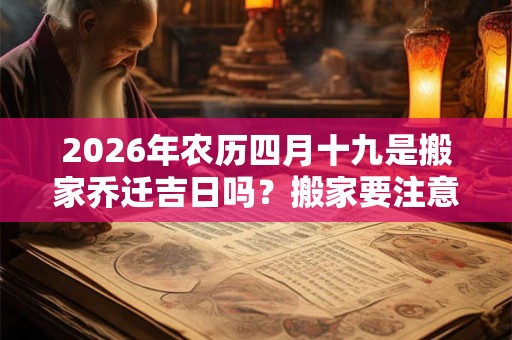 2026年农历四月十九是搬家乔迁吉日吗？搬家要注意什么？