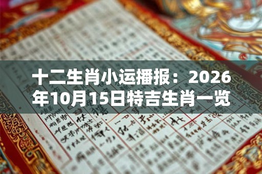 十二生肖小运播报：2026年10月15日特吉生肖一览表