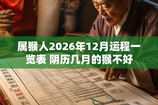 属猴人2026年12月运程一览表 阴历几月的猴不好