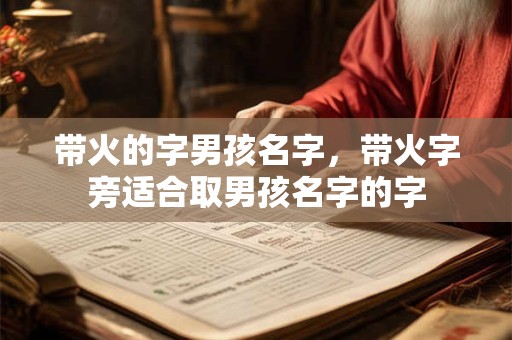 带火的字男孩名字，带火字旁适合取男孩名字的字