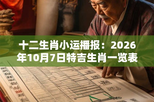 十二生肖小运播报：2026年10月7日特吉生肖一览表