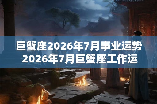巨蟹座2026年7月事业运势 2026年7月巨蟹座工作运程详解 巨蟹座2026年7月事业运势 2026年7月巨蟹座工作运程详解