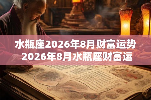 水瓶座2026年8月财富运势 2026年8月水瓶座财富运程详解