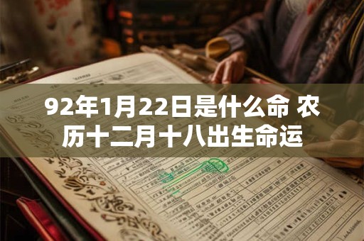 92年1月22日是什么命 农历十二月十八出生命运