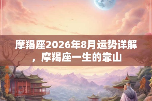 摩羯座2026年8月运势详解，摩羯座一生的靠山