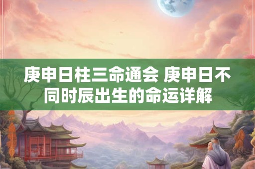 庚申日柱三命通会 庚申日不同时辰出生的命运详解