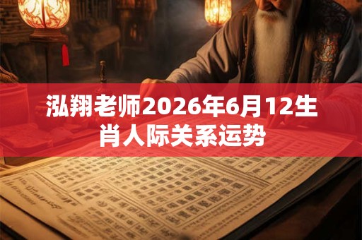 泓翔老师2026年6月12生肖人际关系运势