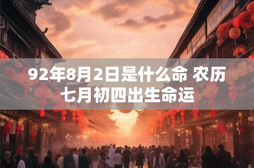 92年8月2日是什么命 农历七月初四出生命运