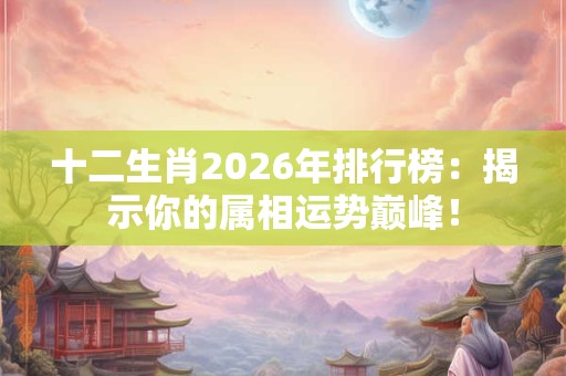 十二生肖2026年排行榜：揭示你的属相运势巅峰！