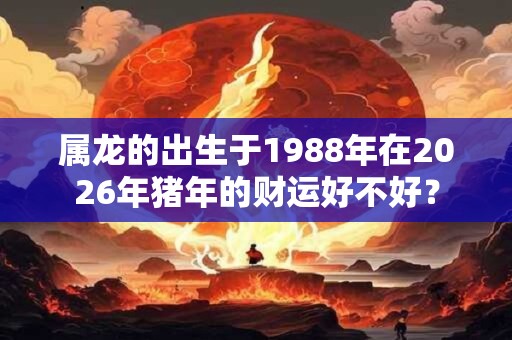 属龙的出生于1988年在2026年猪年的财运好不好？