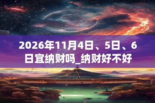 2026年11月4日、5日、6日宜纳财吗_纳财好不好 2026年11月4日、5日、6日宜纳财吗_纳财好不好