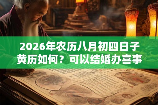 2026年农历八月初四日子黄历如何？可以结婚办喜事吗？