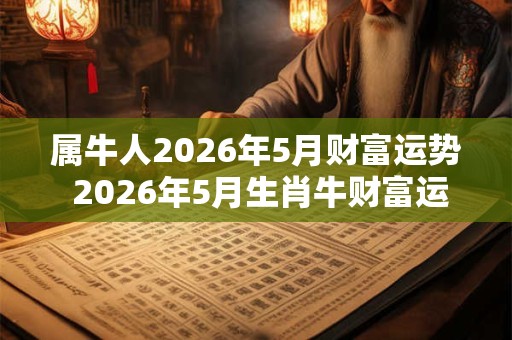 属牛人2026年5月财富运势 2026年5月生肖牛财富运程详解