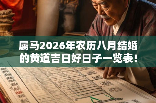 属马2026年农历八月结婚的黄道吉日好日子一览表! 属马2026年农历八月结婚的黄道吉日好日子一览表!