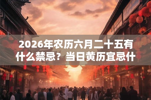 2026年农历六月二十五有什么禁忌？当日黄历宜忌什么？