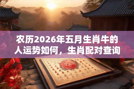 农历2026年五月生肖牛的人运势如何,生肖配对查询! 农历2026年五月生肖牛的人运势如何,生肖配对查询!