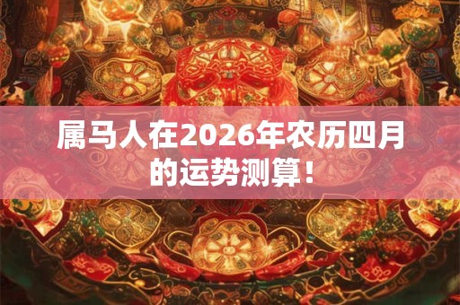 属马人在2026年农历四月的运势测算! 属马人在2026年农历四月的运势测算!