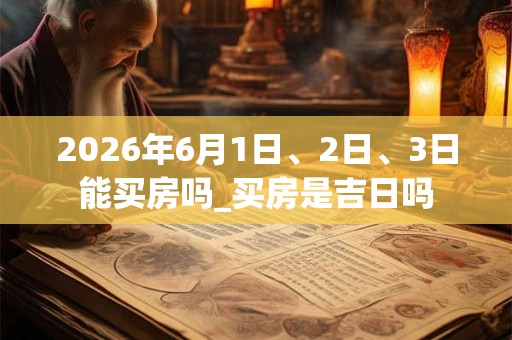 2026年6月1日、2日、3日能买房吗_买房是吉日吗