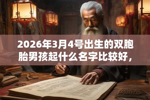 2026年3月4号出生的双胞胎男孩起什么名字比较好，五行属什么