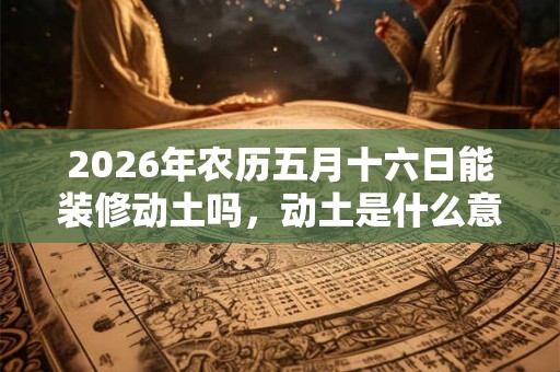 2026年农历五月十六日能装修动土吗，动土是什么意思？