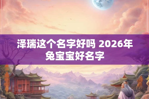 泽瑞这个名字好吗 2026年兔宝宝好名字