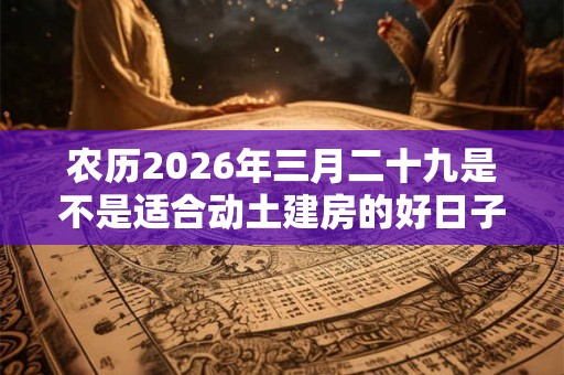 农历2026年三月二十九是不是适合动土建房的好日子? 农历2026年三月二十九是不是适合动土建房的好日子?
