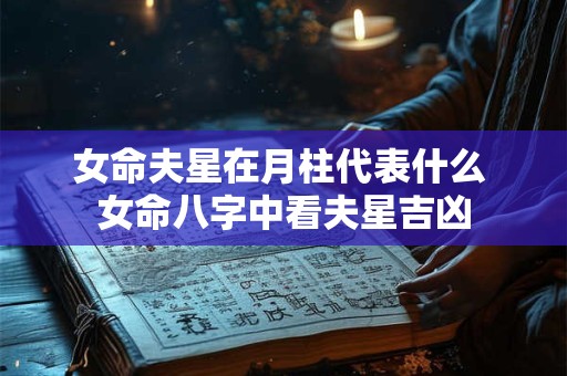 女命夫星在月柱代表什么 女命八字中看夫星吉凶