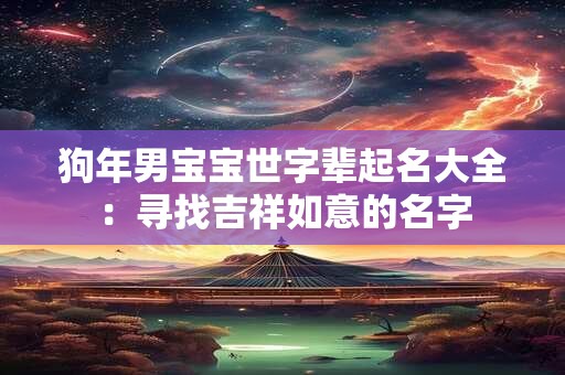 狗年男宝宝世字辈起名大全：寻找吉祥如意的名字