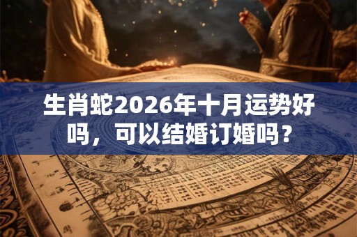 生肖蛇2026年十月运势好吗，可以结婚订婚吗？