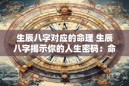 生辰八字对应的命理 生辰八字揭示你的人生密码：命理详解