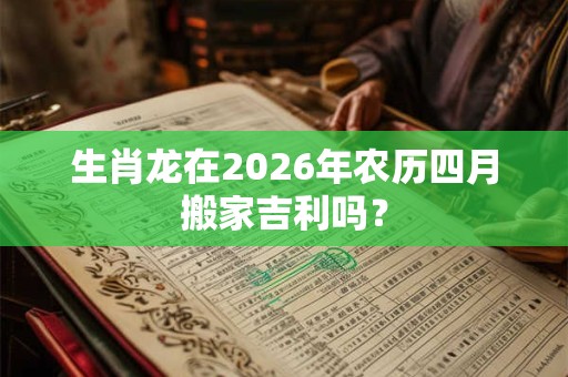 生肖龙在2026年农历四月搬家吉利吗？