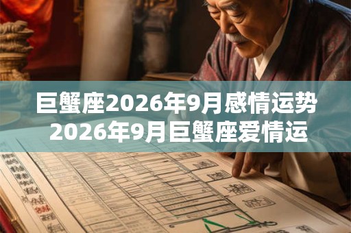 巨蟹座2026年9月感情运势 2026年9月巨蟹座爱情运程详解