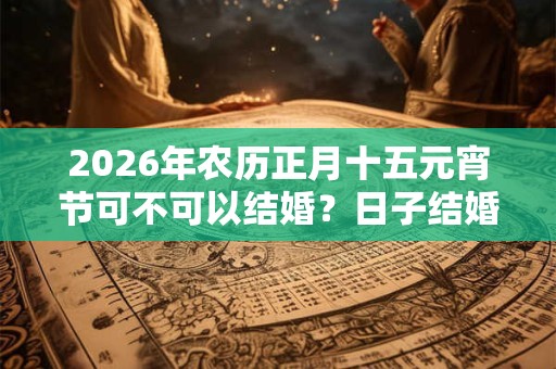 2026年农历正月十五元宵节可不可以结婚？日子结婚合适吗？