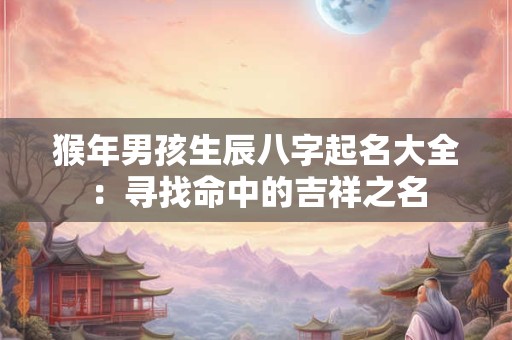 猴年男孩生辰八字起名大全:寻找命中的吉祥之名 猴年男孩生辰八字起名大全:寻找命中的吉祥之名