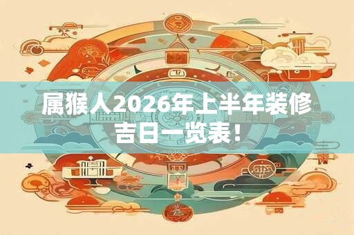 属猴人2026年上半年装修吉日一览表！
