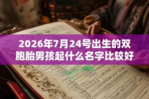 2026年7月24号出生的双胞胎男孩起什么名字比较好，五行属什么