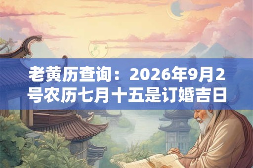 老黄历查询:2026年9月2号农历七月十五是订婚吉日吗 老黄历查询:2026年9月2号农历七月十五是订婚吉日吗