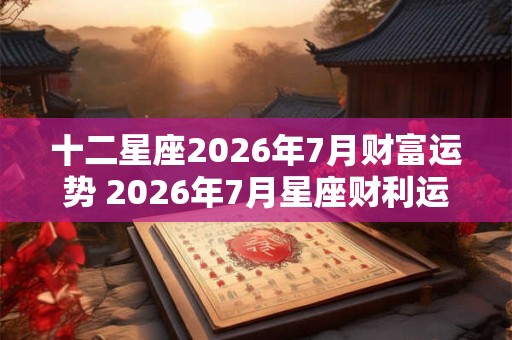 十二星座2026年7月财富运势 2026年7月星座财利运势详解