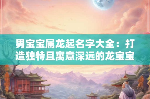 男宝宝属龙起名字大全：打造独特且寓意深远的龙宝宝名字