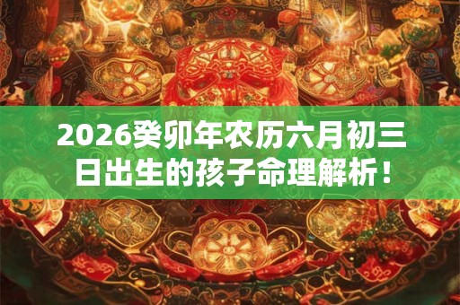 2026癸卯年农历六月初三日出生的孩子命理解析！