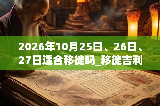 2026年10月25日、26日、27日适合移徙吗_移徙吉利吗 2026年10月25日、26日、27日适合移徙吗_移徙吉利吗